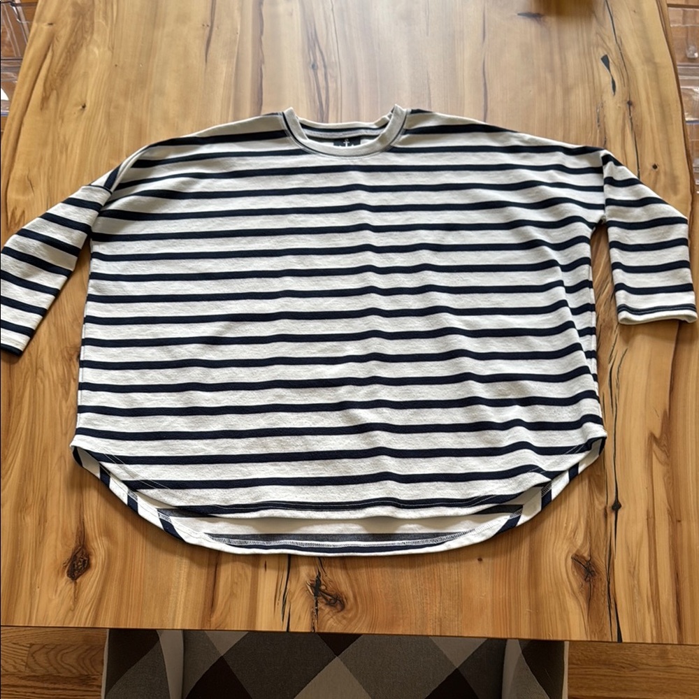 Classic Navy and White Striped Long Sleeve Tee